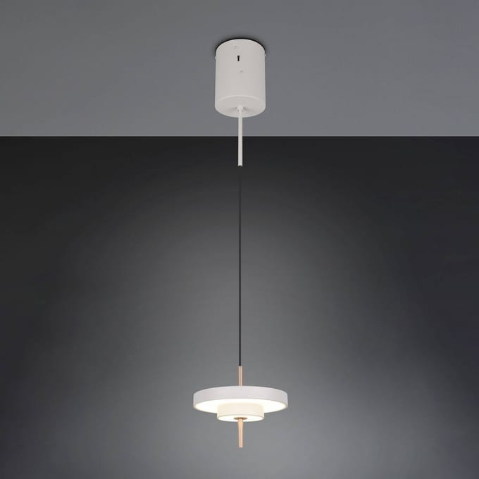 Trio Lighting LED hanglamp Keaton, lichtgrijs, Ø 20 cm, metaal, CCT