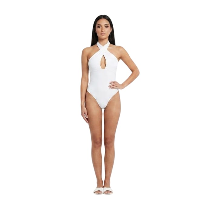 Missy Empire Dames/Dames Uitgesneden Plunge Bodycon Bodysuit (Ivoor)