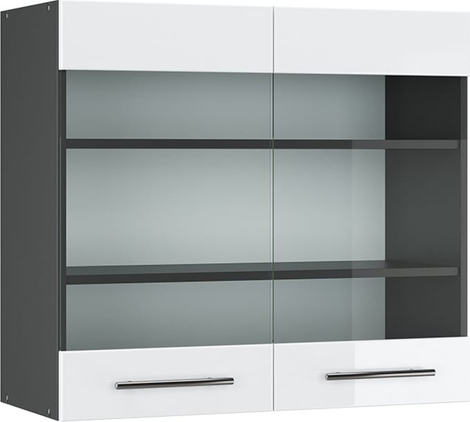 Vicco Fame-Line Glazen keukenkast – 80 cm Wit Hoogglans