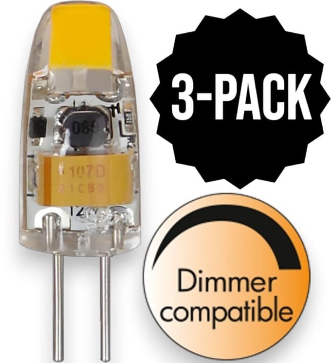 3-Pack | Capsule steeklampje - G4 - 1W - Koel Wit - 4000K - Dimbaar