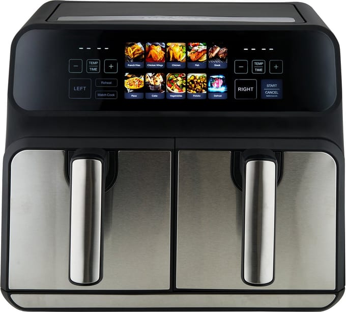 ProfiCook FR 1287 H - Dubbele Heteluchtfriteuse - 2 x 4 Liter - Met kleurendisplay - Touchscreen - 9 Programma's - 2 onafhankelijke kookzones