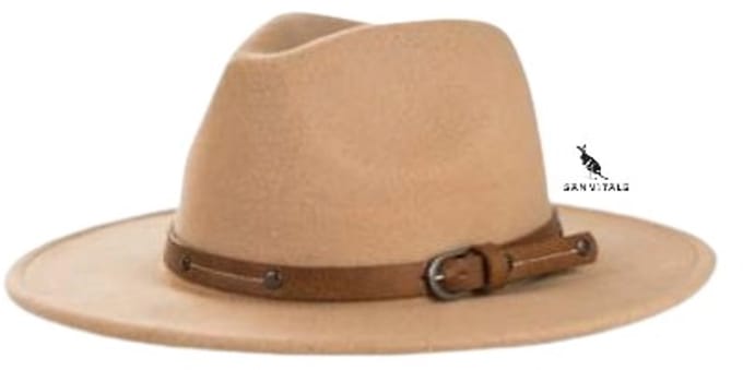 San Vitale® - Fedora Hoed Camel/Cognac - Festival - Stijlvol - Verstelbare pasvorm - One Size Fits Most - 55-58cm - Polyester - Camel/Cognac