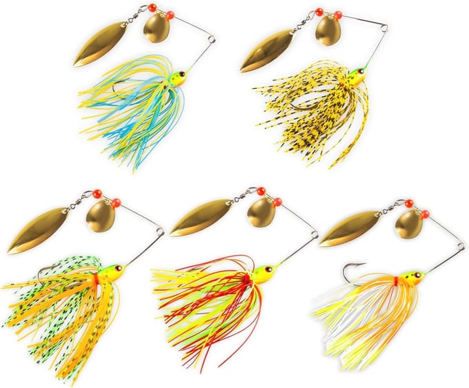 Spinnerbait Vis Aas - Kunstaas Set - Roofvis Vangen - Dubbele Willow Bladen - 5 Stuks 17g - Gemengde Kleuren