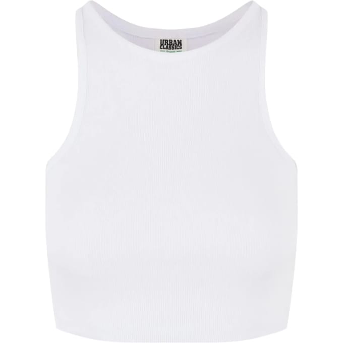 Urban Classics dames biologische korte geribde top wit L