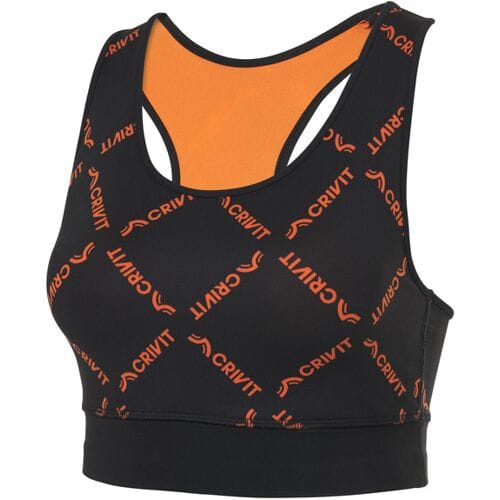 CRIVIT Dames sport-bh (Zwart/oranje, S (36/38))
