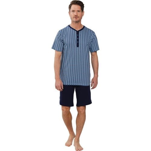 Pastunette Grafische katoenen heren shortama Blauw man S