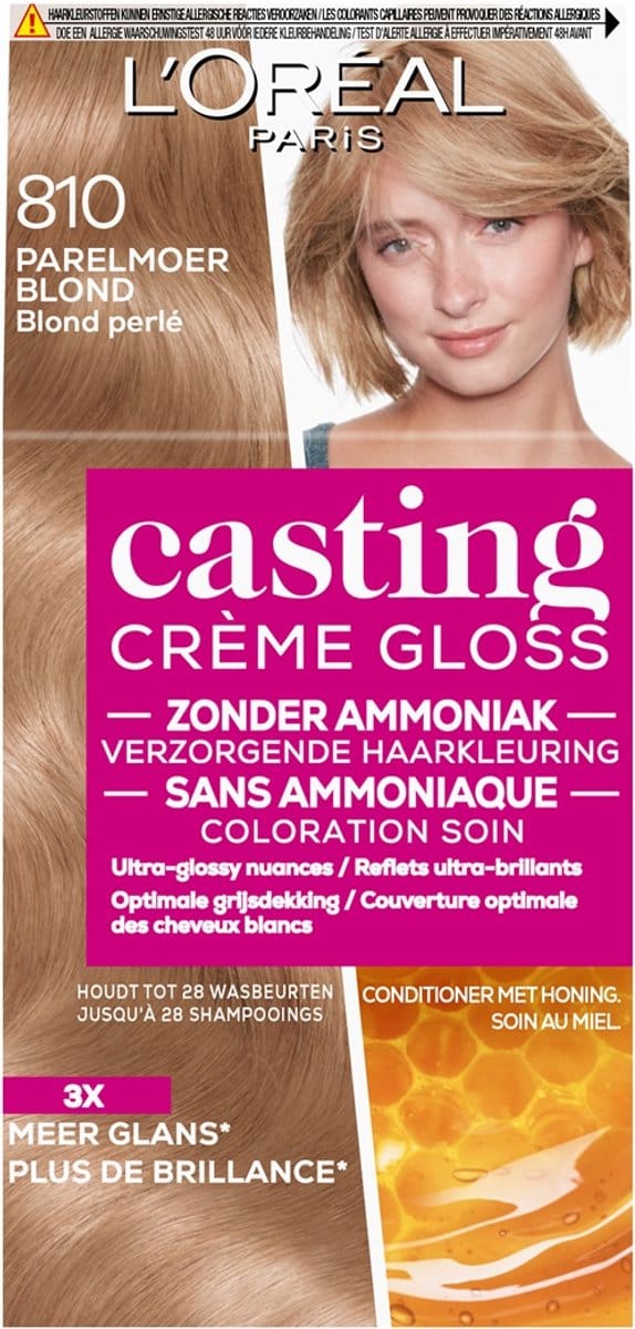 L'Oréal Paris Casting Crème Gloss Parelmoer Blond 810 - Semi-permanente Haarkleuring Zonder Ammoniak