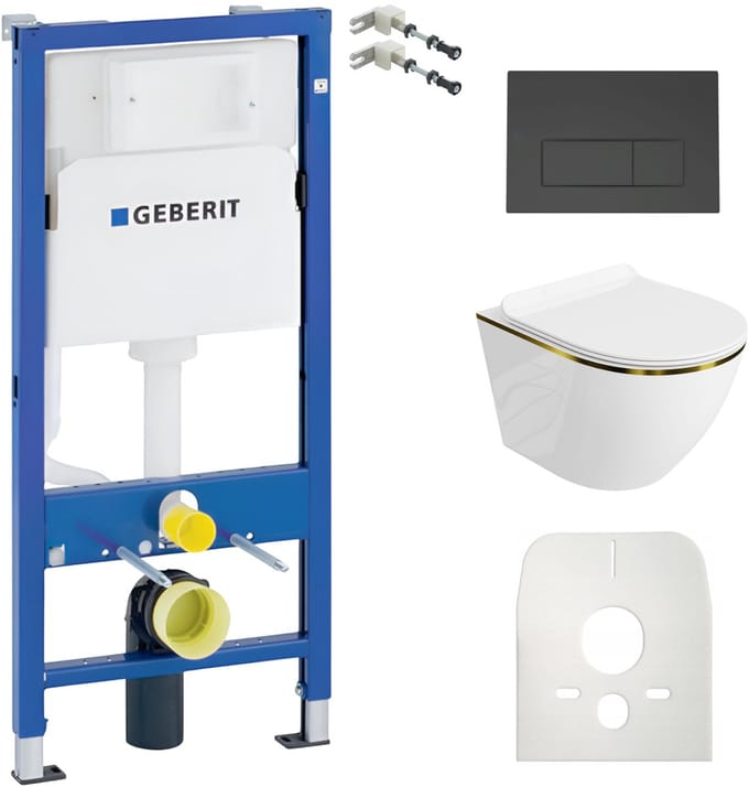 LAVITA complete toiletset Sofi Slim goud Line randloos zwart