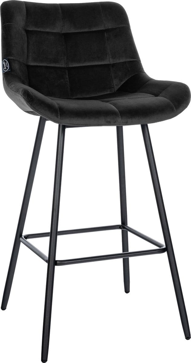CLP West Barkruk - Met rugleuning - Voetsteun - Metalen frame - zwart/zwart