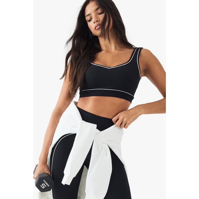 Dames Dsgn Studio Ultra Sculpt Sportbeha Met Contrasterende Biesjes | Black | Maat: Small