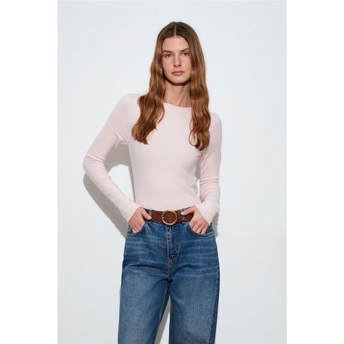 Dames Ribbel Boothals Slim-fit Trui