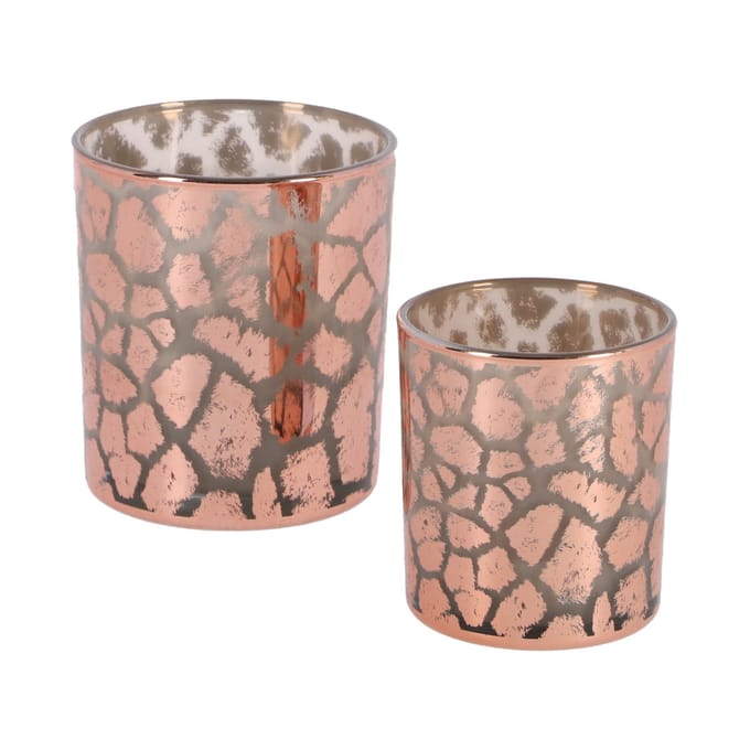 PMTD Windlicht Desiree Giraffeprint Roze 8 Cm