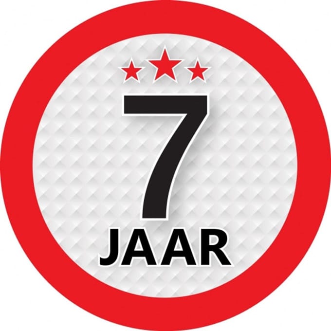 7 jaar leeftijd sticker - rond - Dia 9 cm - 7 jaar verjaardag - jubileum - leeftijd versiering