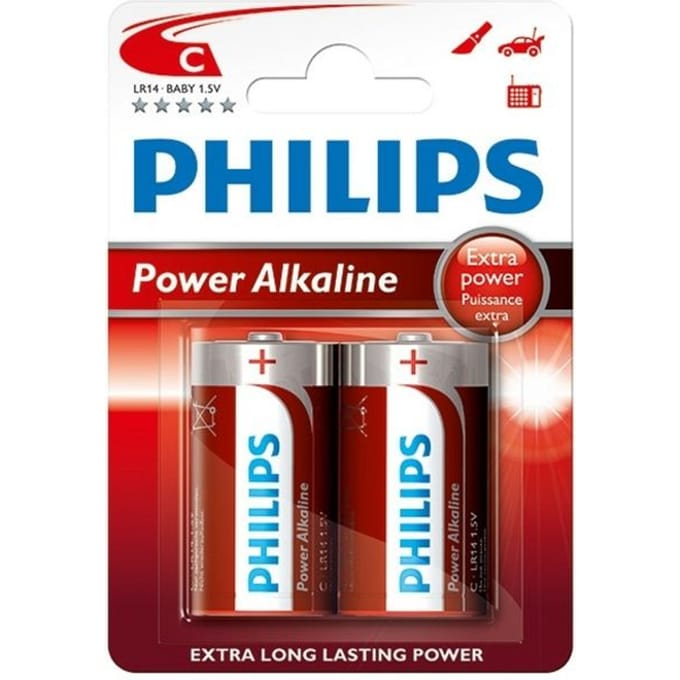 Philips Power Alkaline LR14 Baby C 2 stuks Batterij
