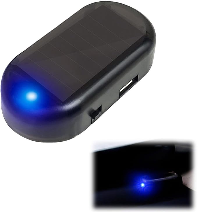 Solar Powered Dummy Car Alarm - Anti-Diefstal Knipperlicht voor Auto Beveiliging (Blauw)