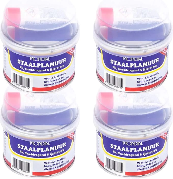 MONDIAL Staalplamuur 240GR + 10GR verharder - 4 stuks