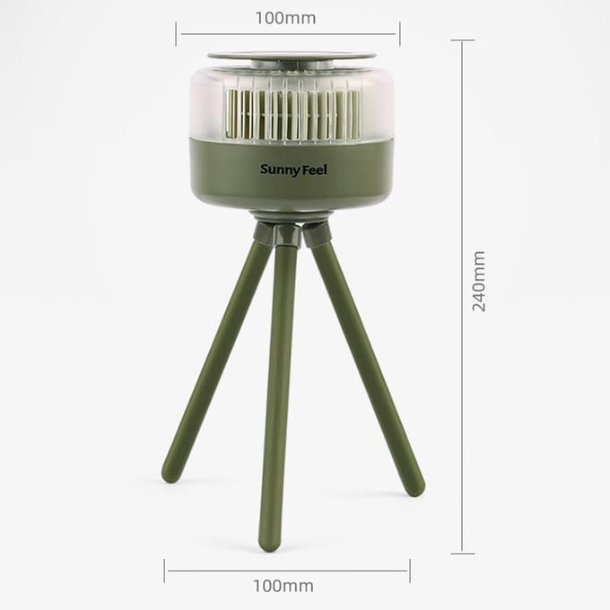 SunnyFeel Outdoor Camping Bladloze ventilator Muggenmelk USB Oplaadbare bureauventilator Draagbare tent groen