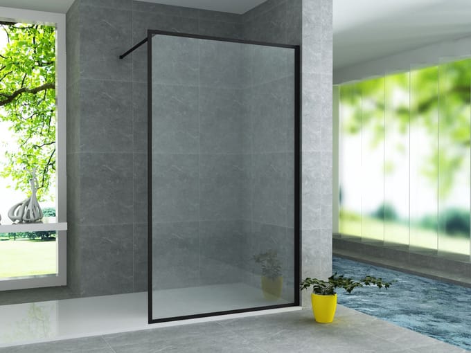 ALONI inloopdouchewand met mat zwart profiel – 90x200 cm – 8 mm veiligheidsglas