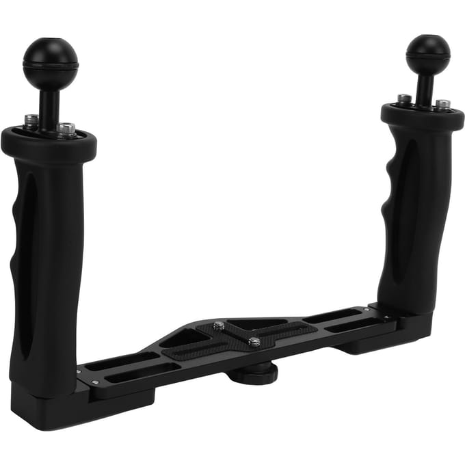 Dubbele Handgreep Stabilisator Rig Duiken Onderwater Camera Behuizing Case Tray Mount voor Nikon black