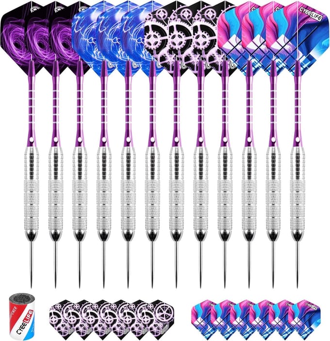 Professionele darts - 12 stuks met metalen punt en accessoires