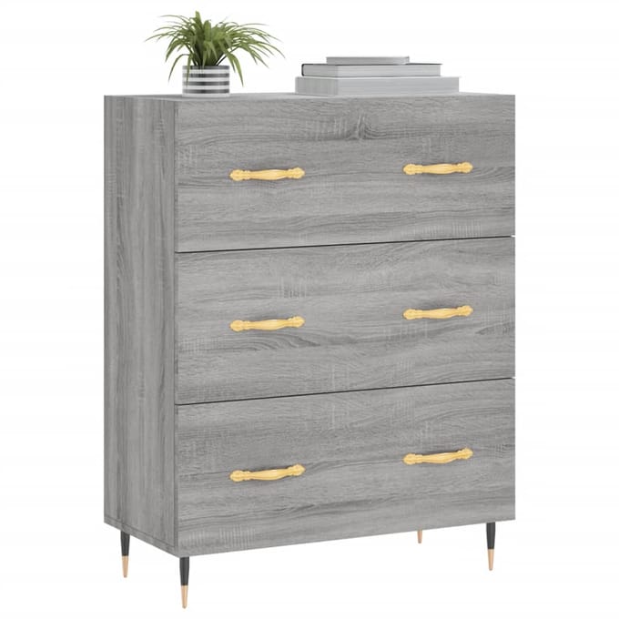 vidaXL - Dressoir - 69,5x34x90 - cm - bewerkt - hout - grijs - sonoma - eikenkleurig