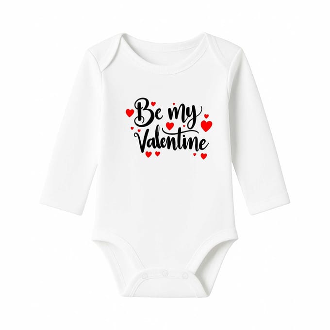 Romper Be my valentine - wit - lange mouw