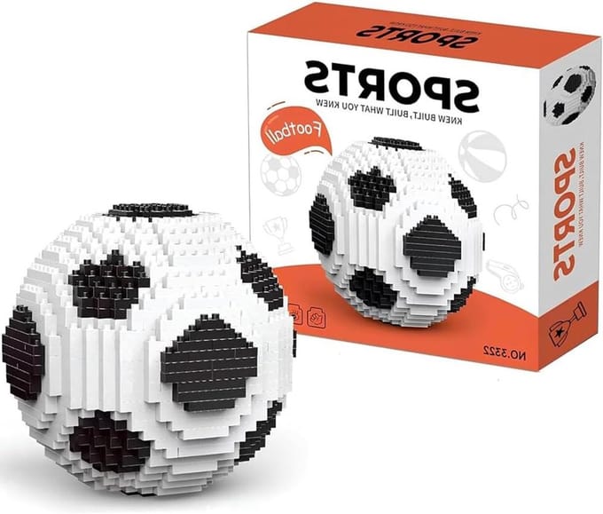 Voetbal Bouwblokken - Voetbalmodel Bouwset - Creatief Bouwen - Gedetailleerd Voetbalmodel - 10 cm - Wit