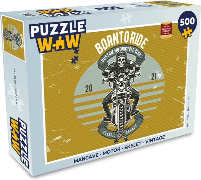 Puzzel Mancave - Motor - Skelet - Vintage - Legpuzzel - Puzzel 500 stukjes