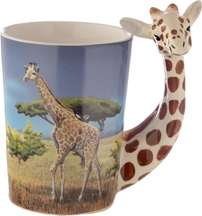 Mok Giraffe – Aardewerk Beker met Giraffe Handvat 11 x 8 cm