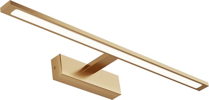 LED Spiegellamp - Brinton Armin - 12W 900lm - Aanpasbare Lichtkleur CCT - IP44 - Rechthoek - Goud