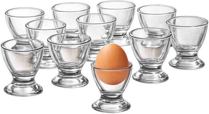 5Five glazen Eierdopjes - 12x stuks - glas - transparant - 6 cm - Ontbijten