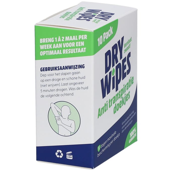 Drywipes - anti transpiratie wipes - 10-pack