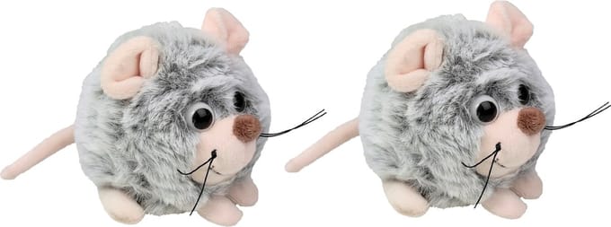 Imware Muizen knuffel - 2x - 9 cm - grijs - muis knuffeldier - pluche