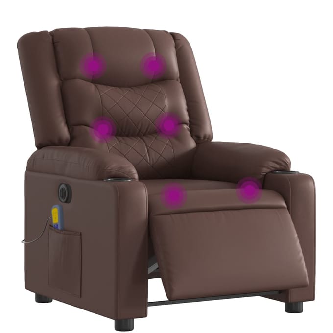 vidaXL - Massagestoel - verstelbaar - elektrisch - kunstleer - bruin
