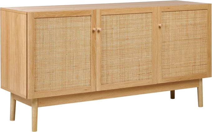 NIVO - Dressoir - Lichtbruin - 3 deuren - Hout/Rotan