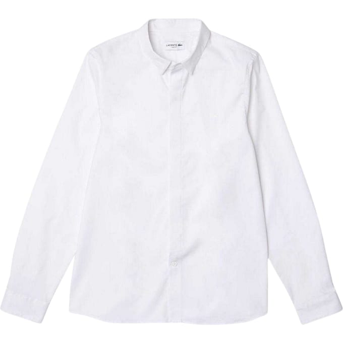 Lacoste Heren Poplin Slim overhemd met verborgen sluiting (Wit)