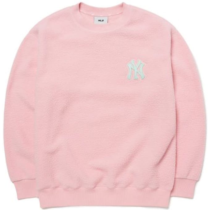 Série de Logos de Base MLB Logo des New York Yankees Sweat à Capuche Épais Col Rond en Polaire Sweatshirt Mixte Rose 3AMTF5116-50PKL S white