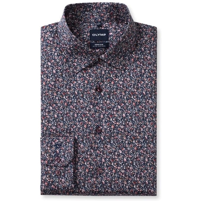 OLYMP No. Six Overhemd, Super Slim, Kent, Marineblauw