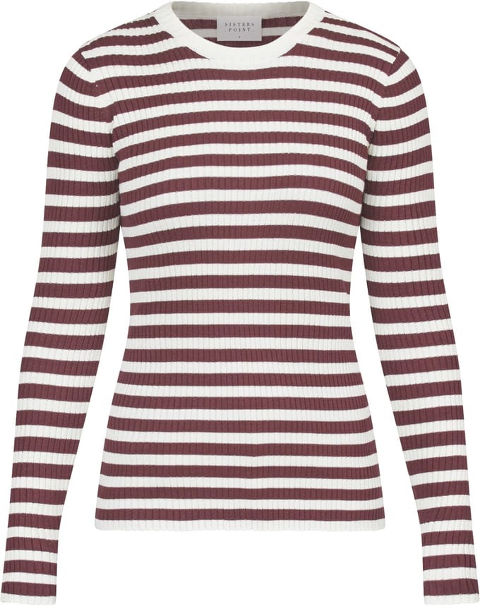 SISTERS POINT Huga-ls - Dames Trui - D.bordeaux/cream - Maat L