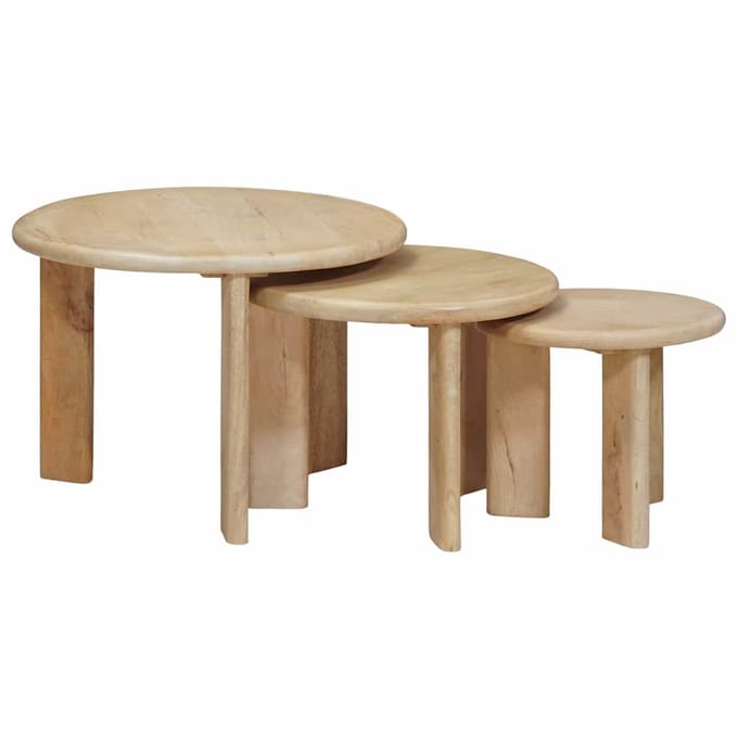 vidaXL - Nesting - Koffietafels - 3 - st - Zwart - Ø - 54 - x - 40 - cm - Massief - Mango - Hout