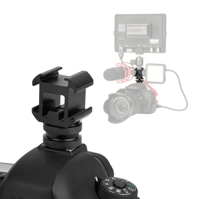 Drievoudige Flitsschoen Basis Montage Adapter Verleng Houder voor Microfoon Monitor LED Videolicht gray