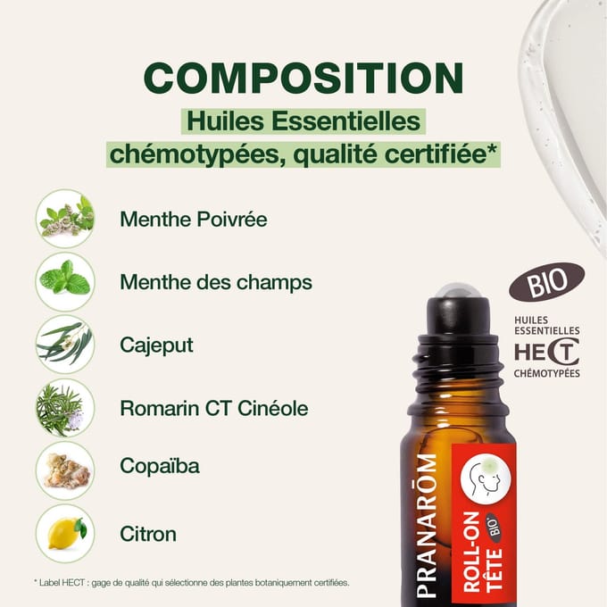 Pranarom - Hoofdpijn roll-on - Bio - 5 ml
