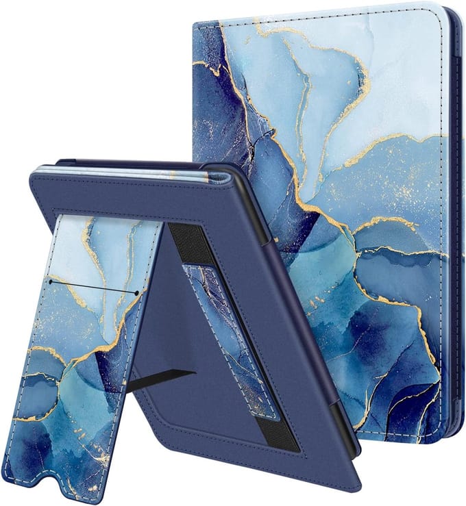 Premium Kunstleer Stand Hoes voor 6,8" E-Reader - Met Kaartsleuf en Draagriem