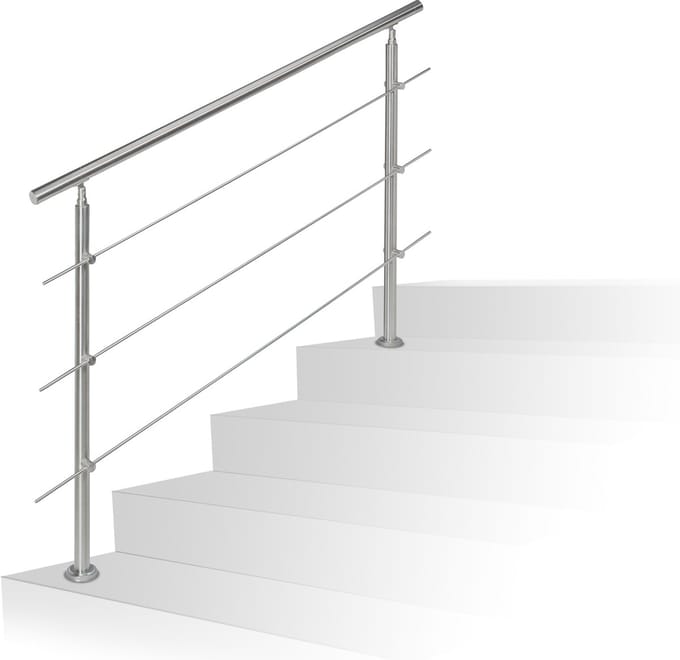 relaxdays balustrade set rvs voor buiten, tot 1,5 m lang hekwerk roestvrij staal