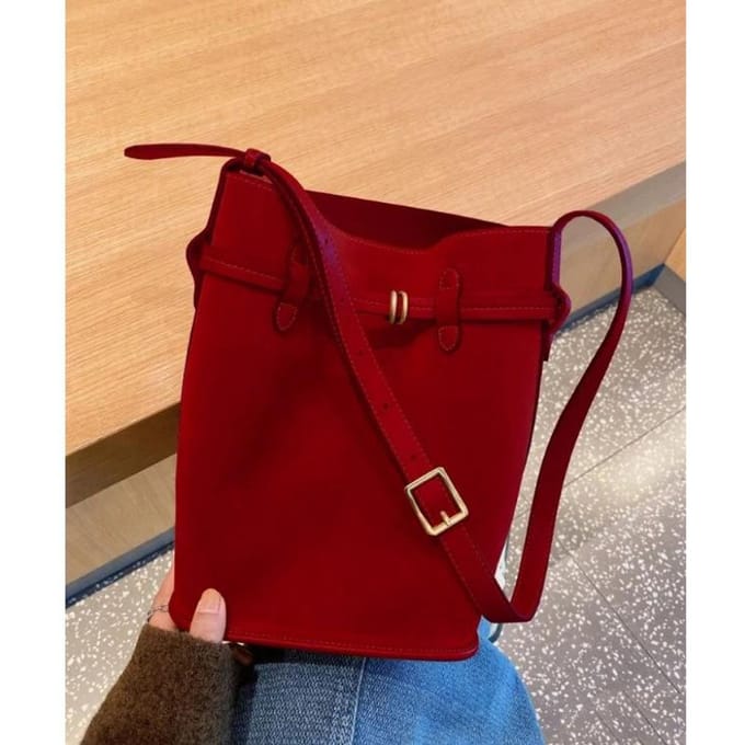 Rode Retro Emmer Tas Dames Niche Design Modieus Eénschouder Crossbody Bruid Bruiloft Tas brown