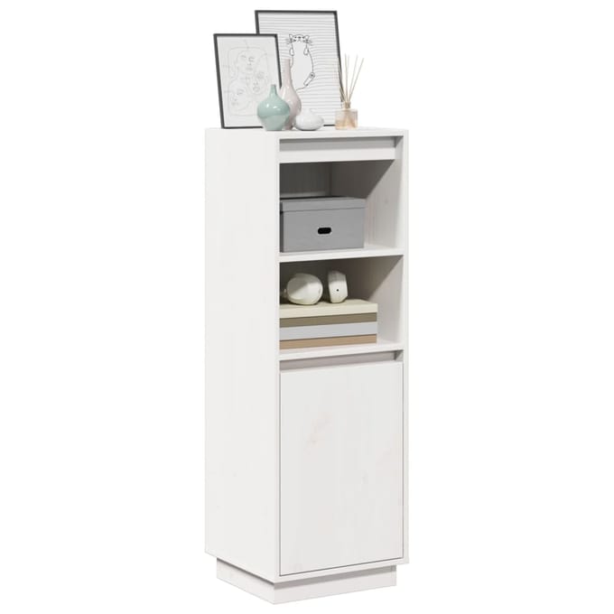 vidaXL - Hoge - kast - 37x34x110 - cm - massief - grenenhout - wit