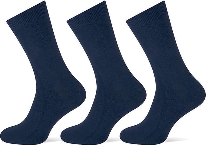 3-pack damessokken katoen zonder voelbare teennaad - marine- 36/42