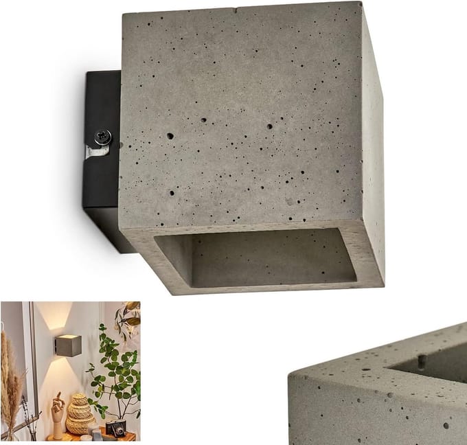 Moderne Wandlamp Beton en Metaal Zwart/Grijs - Up & Down Lichteffect