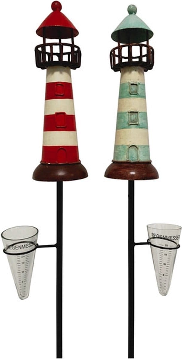 regenmeter vuurtoren 12x28x135 metaal tuinsteker1 willekeurige kleur