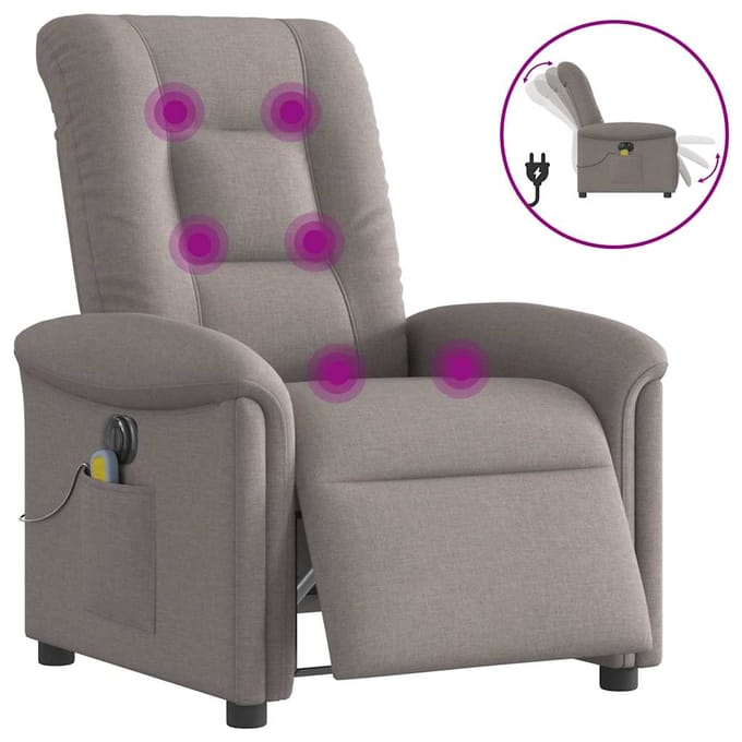 vidaXL - Massagestoel - elektrisch - verstelbaar - stof - taupe